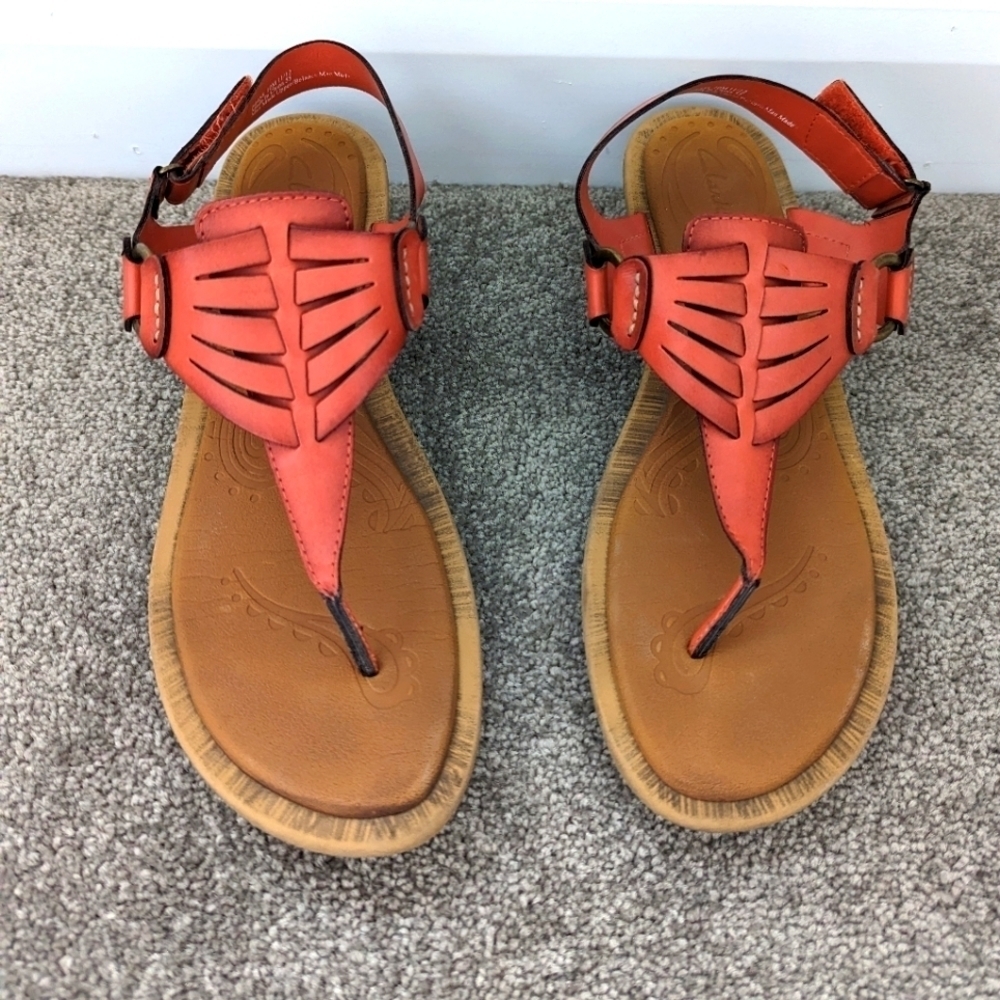 CLARKS Orange Millie Flare Wedge Sandals size 10 Medium